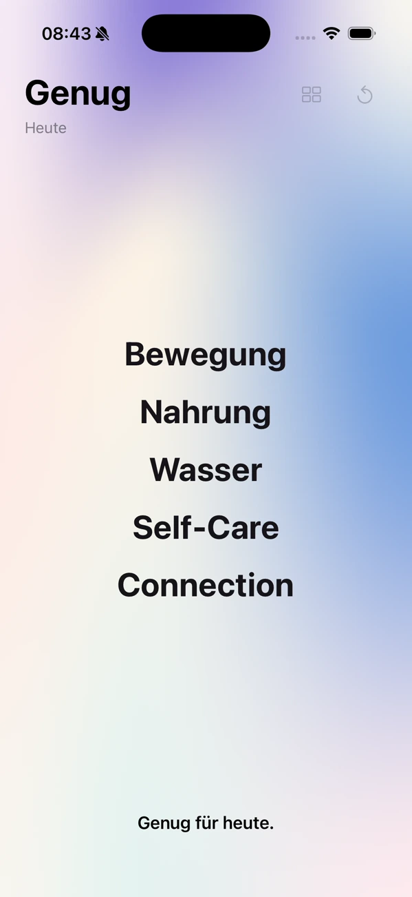 The Wortfeld after two confirmations: five names remain over the first visible colours.
